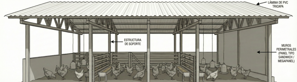 Lámina de PVC Termoacústica en Guadalajara | Aislamiento Agroindustrial